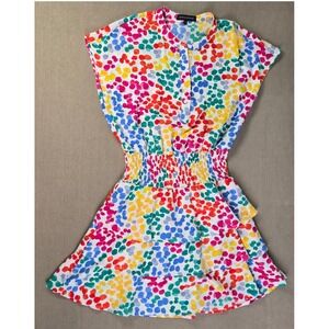 Gibsonlook Multicolor Polka Dot Smocked Waist Mini Dress Womens S Rainbow